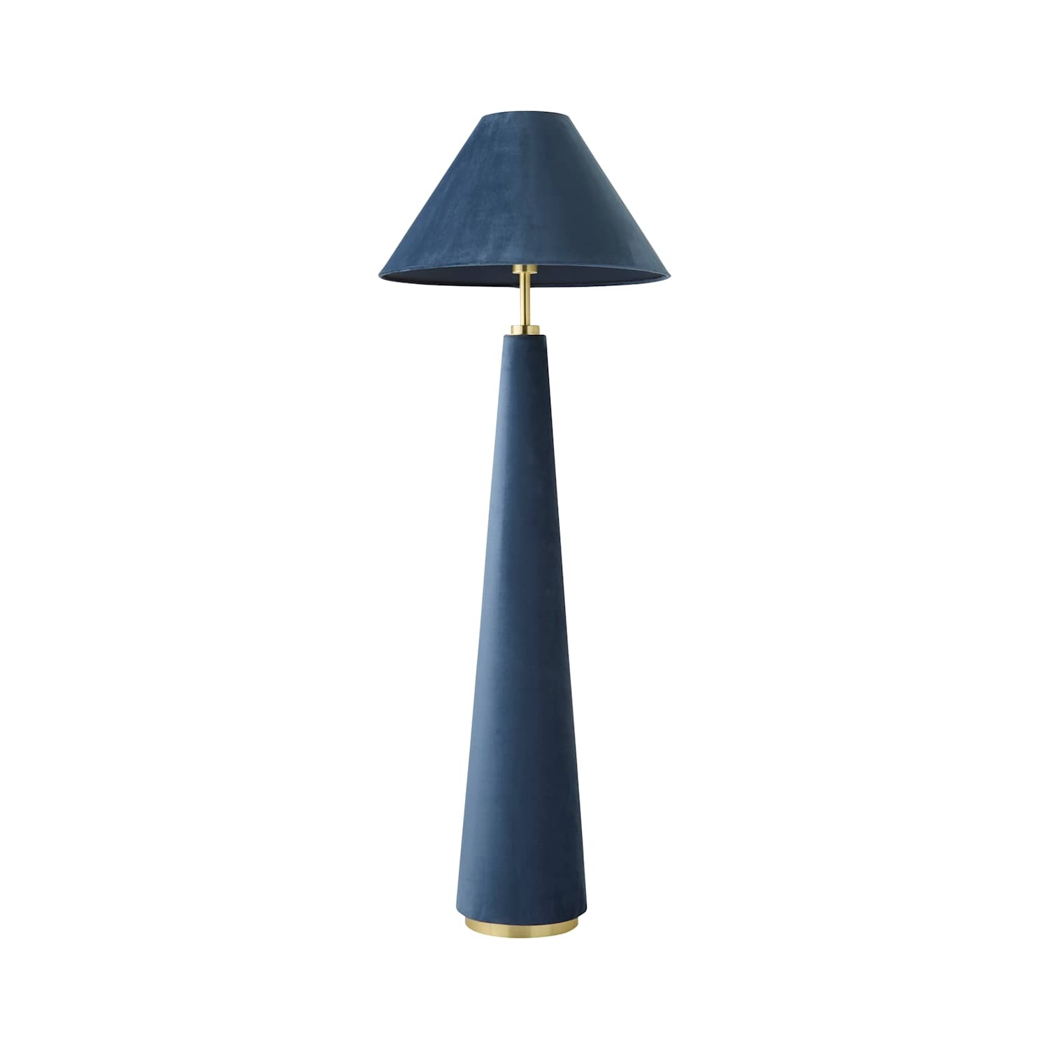ValueLights Martha Conical Lamp Shade Full Fabric Velvet Midi Floor Lamp with Bulb in Blue - Image 2