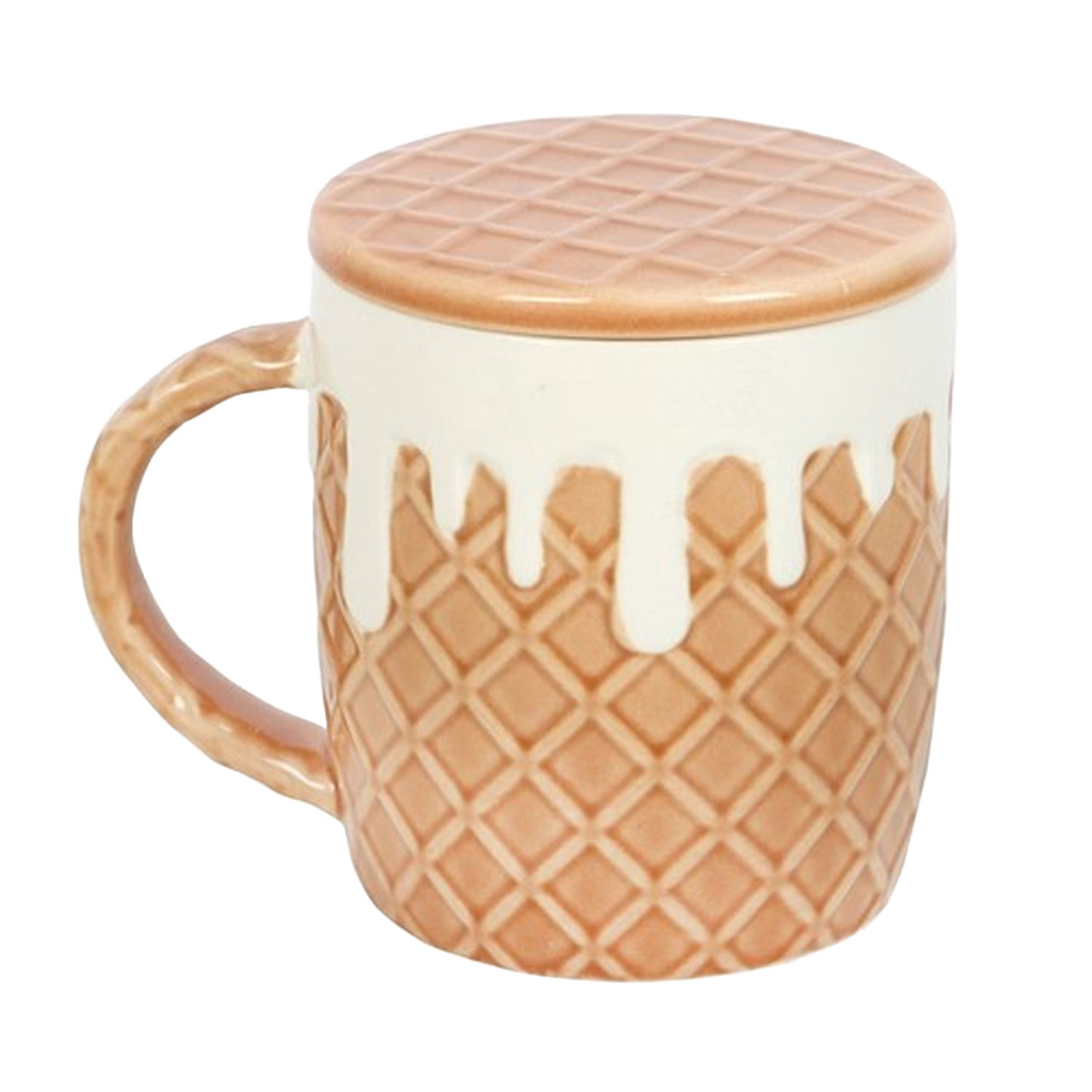 Something Different Mug And Coaster Set - Beige/White