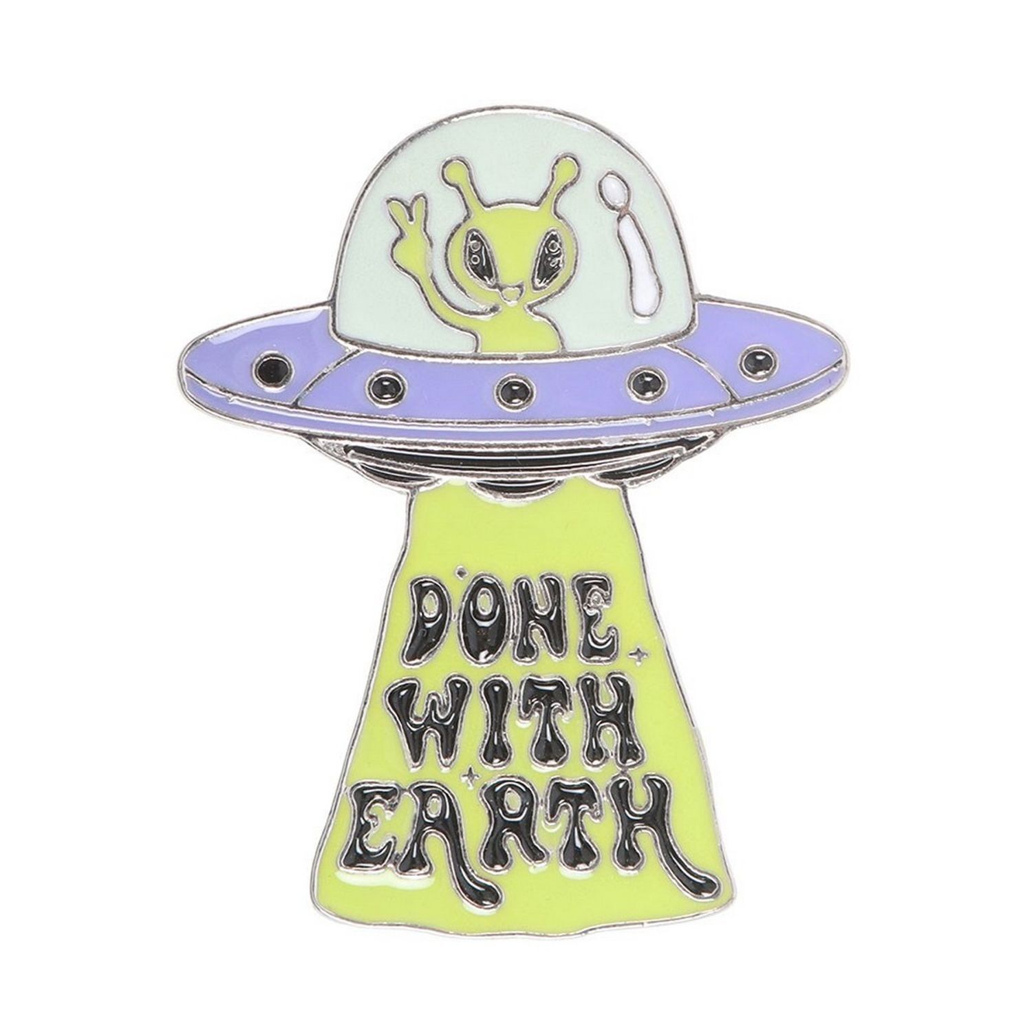 Something Different Glow In The Dark Pin Ufo Badge - Yellow/White/Purple