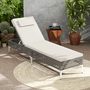 6-Step Rattan Outdoor Sunbed