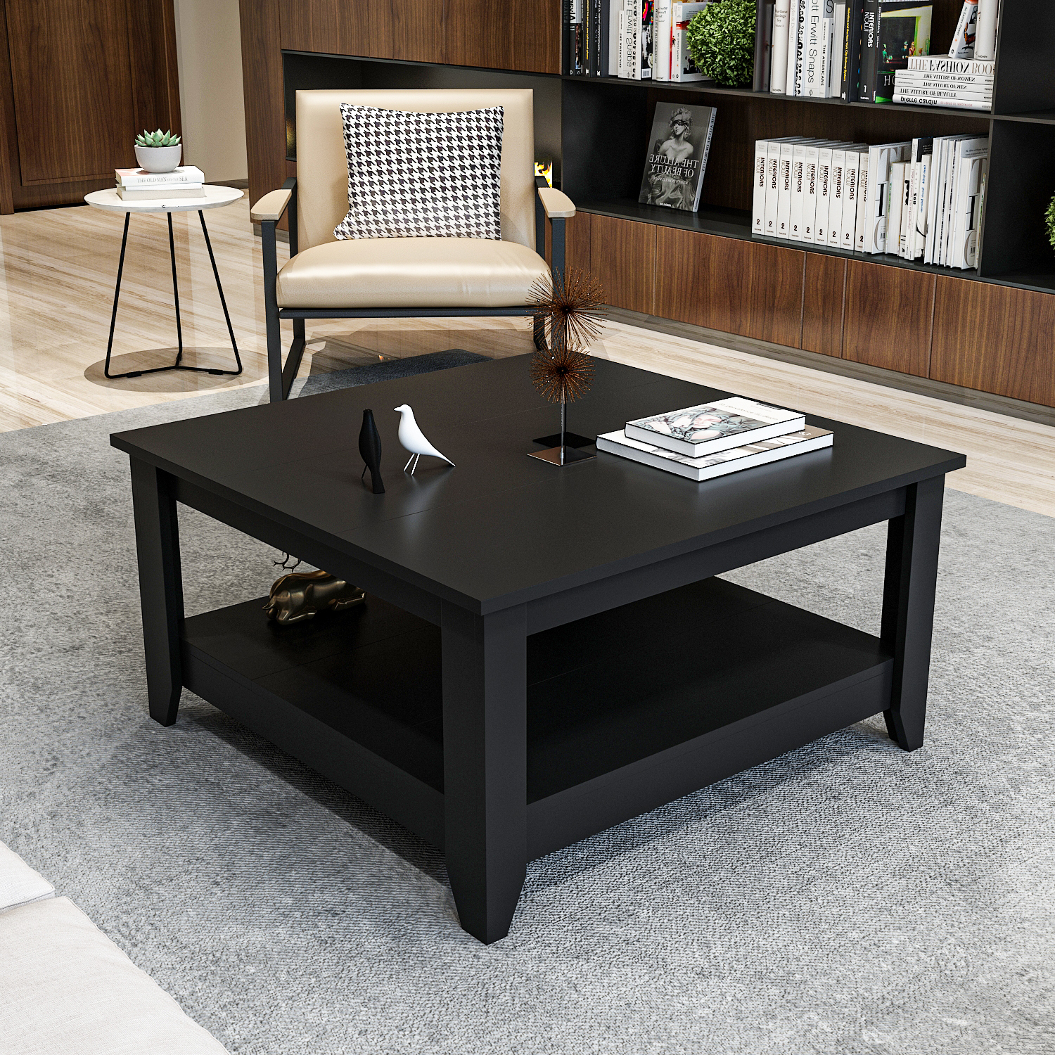 Decorotika - Lea Coffee Table - Square - Black - 46.8 x 90 x 90cm - Image 2