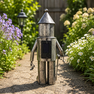 Solar Tin Man Garden Ornament with Light Up Heart
