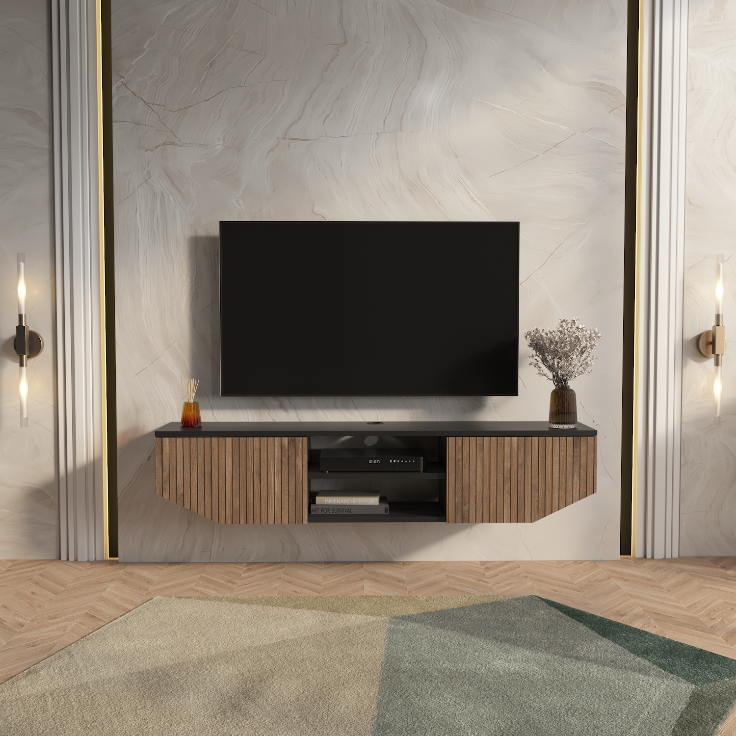 Decorotika Black Hera Modern Tv Stand Tv Cabinet For Tv's Up To 65" - Alina - Image 3