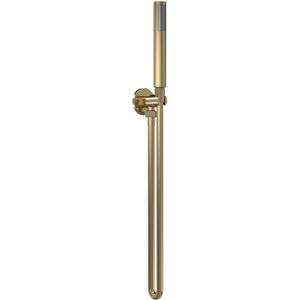 Round Outlet Elbow, Parking Bracket, Minimalist Shower Handset - Brushed Brass