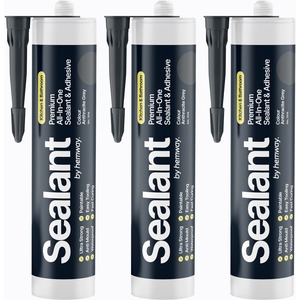 Hemway Hybrid Polymer Sealant & Adhesive Anthracite Grey Kitchen Bathroom 3 Pack