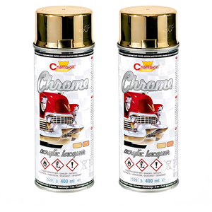 2 x 400 mL Gold Super Chrome Metallic Acrylic Spray Paint, High Gloss