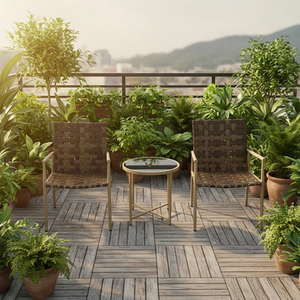 3 PCS Patio Leather Effect Rattan Wicker Bistro Set with Table