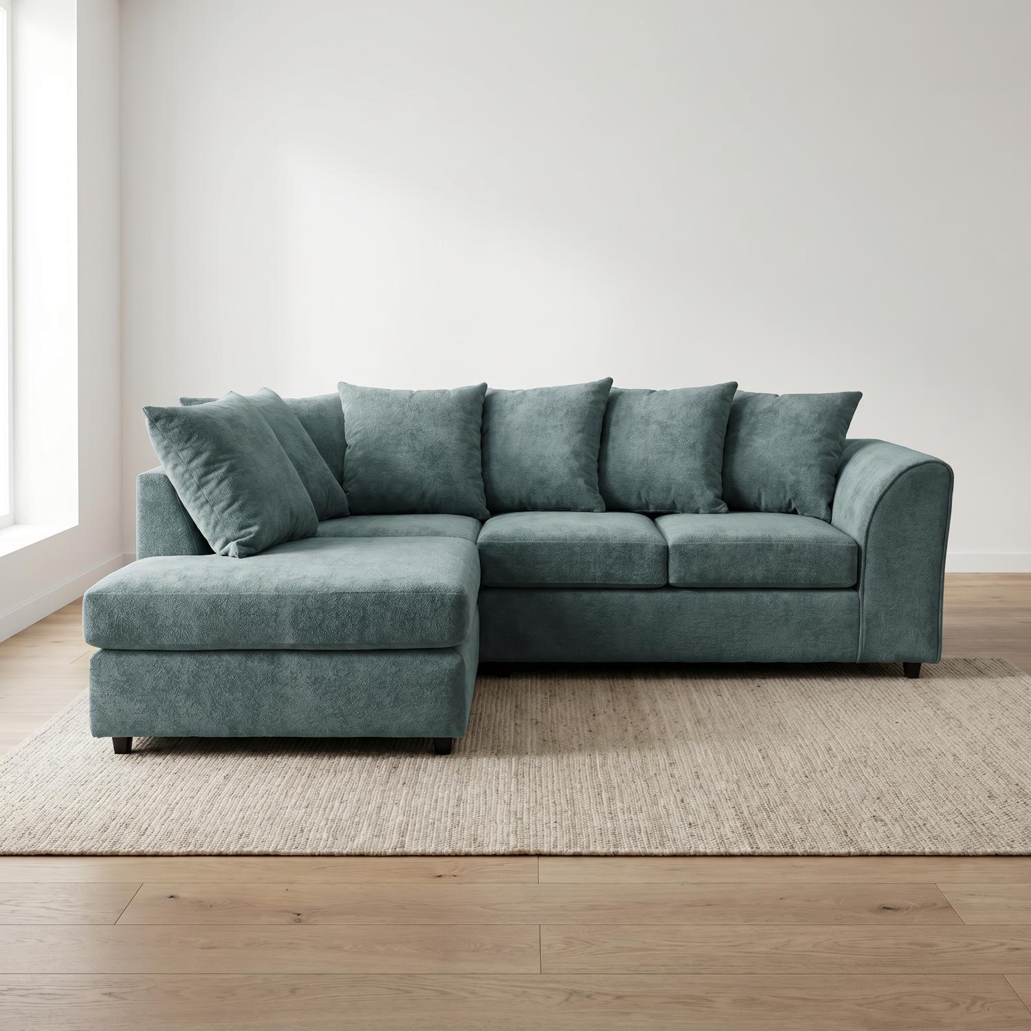 Abakus Direct Harriet Boucle Fabric Left Facing Corner Sofa In Sand - Charcoal