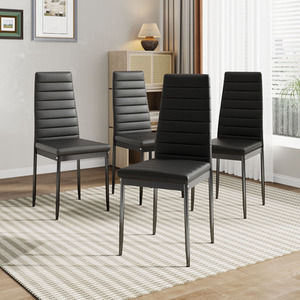 Set of 4 PU Leather Dining Chairs with Padded Seats