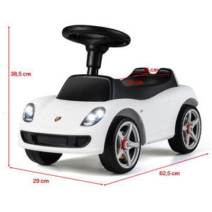 Porsche Foot to Floor Sliding Car with Sound Buttons-White