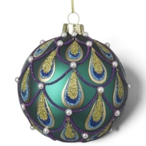 Peacock Design Pearl Christmas Tree Bauble