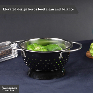 Buckingham Stainless Steel Hemisphere Colander Strainer 0.7 L 14 cm Black