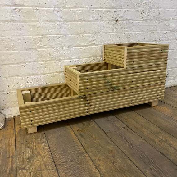 Three-Tier Wooden Decking Planter