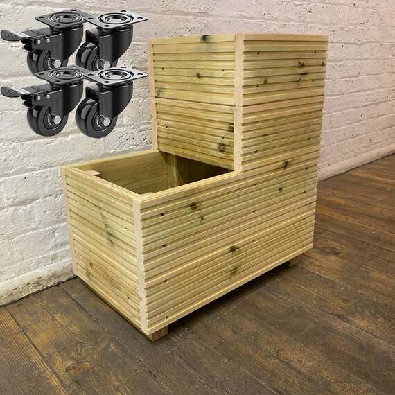 Small 2-Tiered Garden Steps Planter ¿ Pressure-Treated Outdoor Wooden Planter