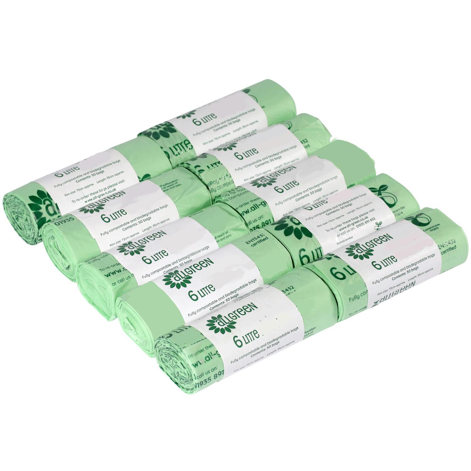 All-Green 6 Litre Compostable Food Waste Bin Liners - Green / 10