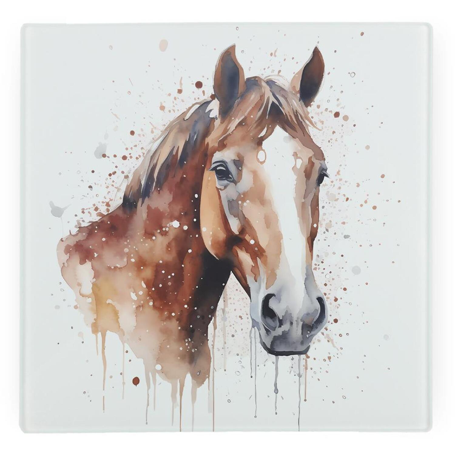 Image of Watercolour Art Horse Glass Hot Pot&hellip;