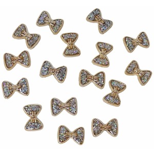 Pack of 25 Gold Glitter Iridescent Bow Resin Flat Back Embellishments
