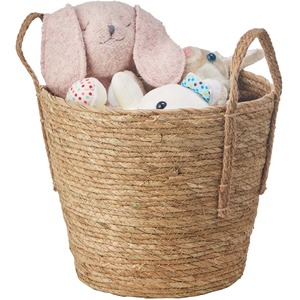 Eden & Willow Nordic Round Straw Woven Storage Basket with Handles