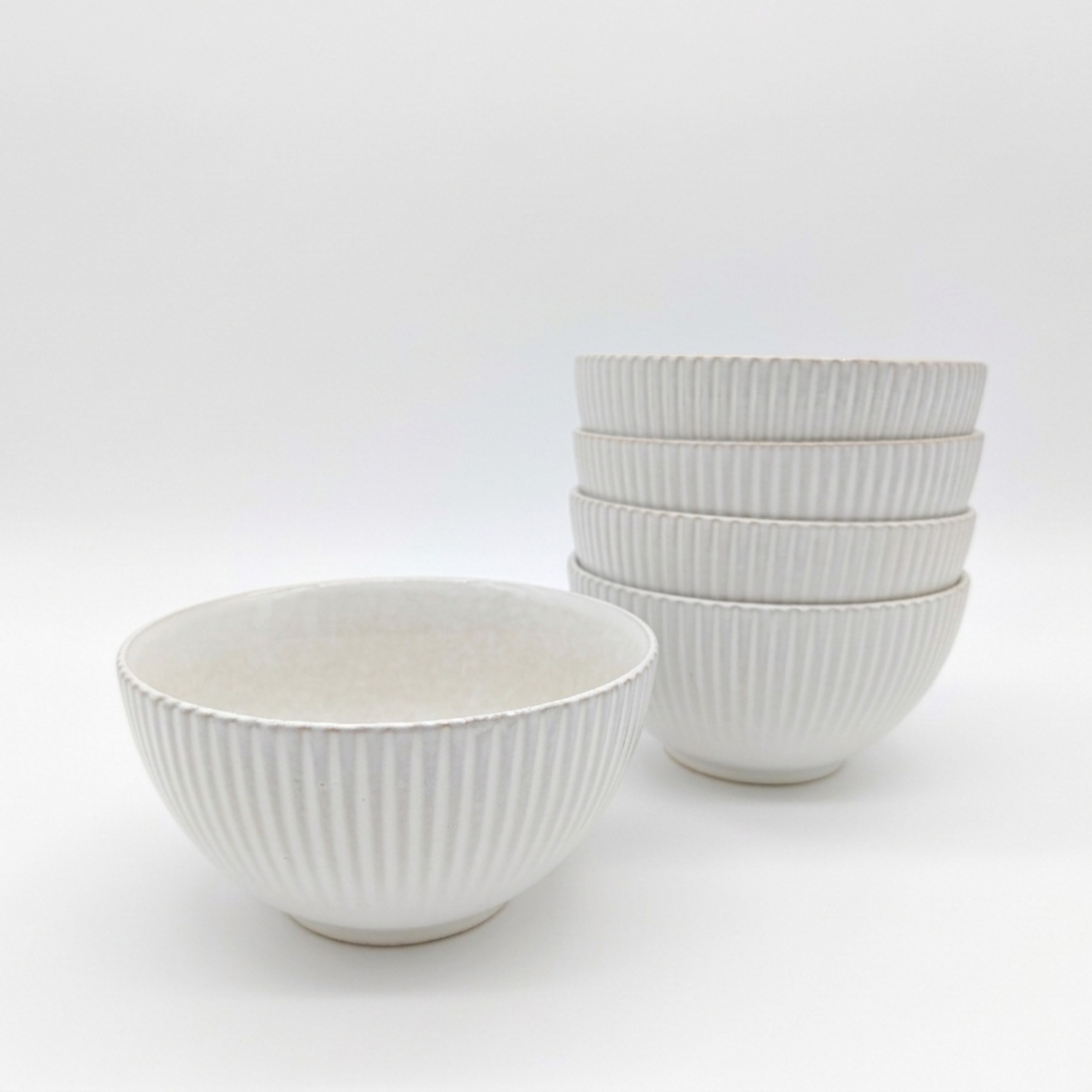 Glim & Glam Reactive Cream Glaze Dinnerware Cereal Bowl Set 15Cm - Neutral