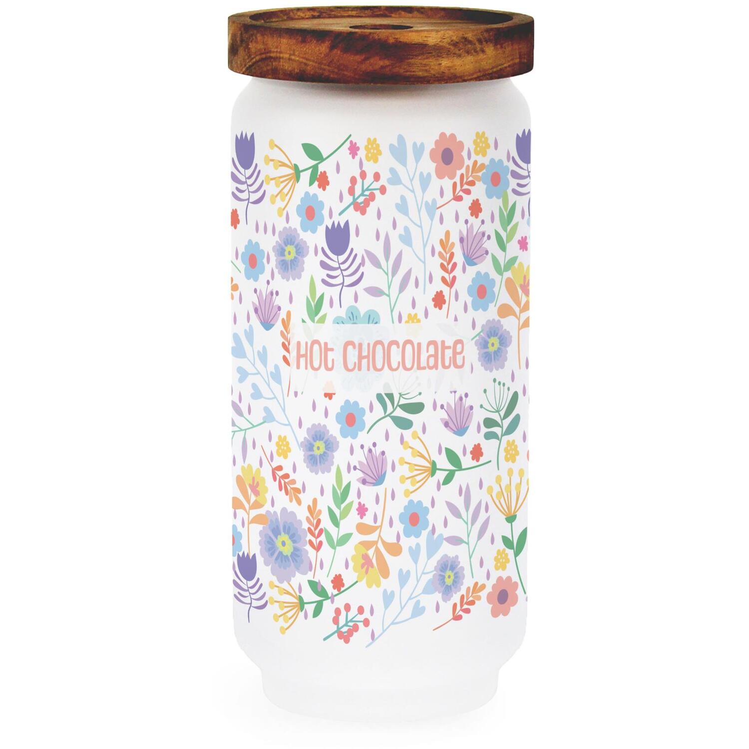 Image of Colourful Flowers Large Glass Hot Chocolate&hellip;