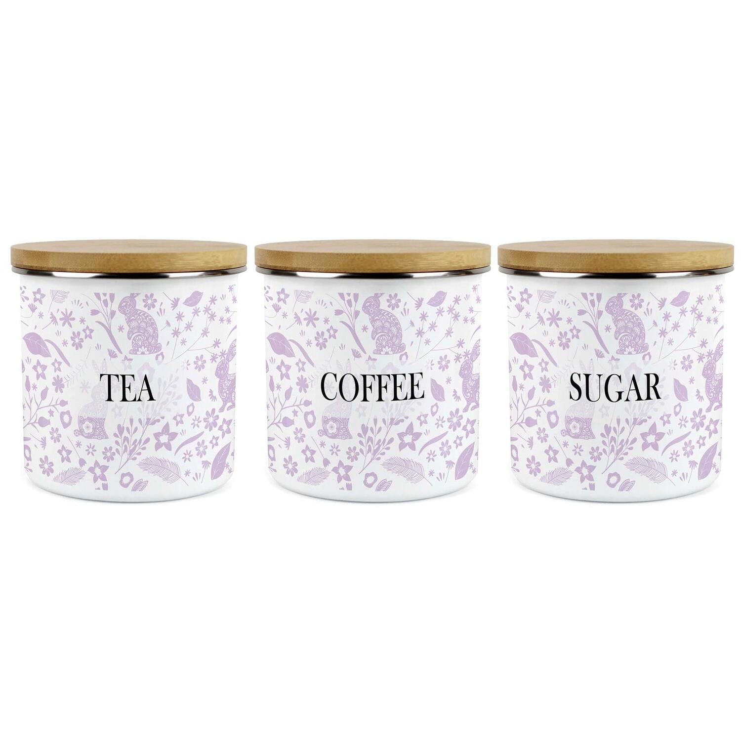 Purely Home Tea Coffee Sugar Canister Set - Enamel - Purple - Image 3