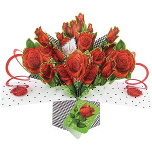 3D Pop Up Card by Second Nature Red With Love Roses Bouquet 2 Pack