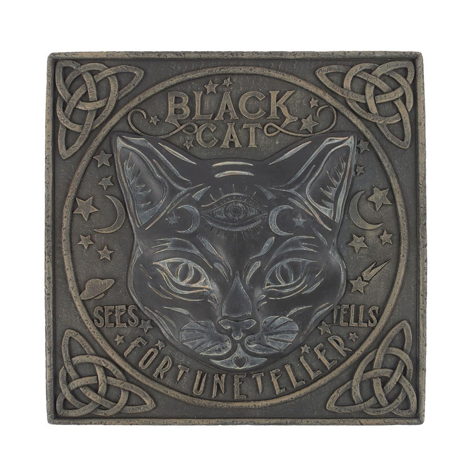 Something Different Black Cat Stepping Stone Ornament - Black/Brown