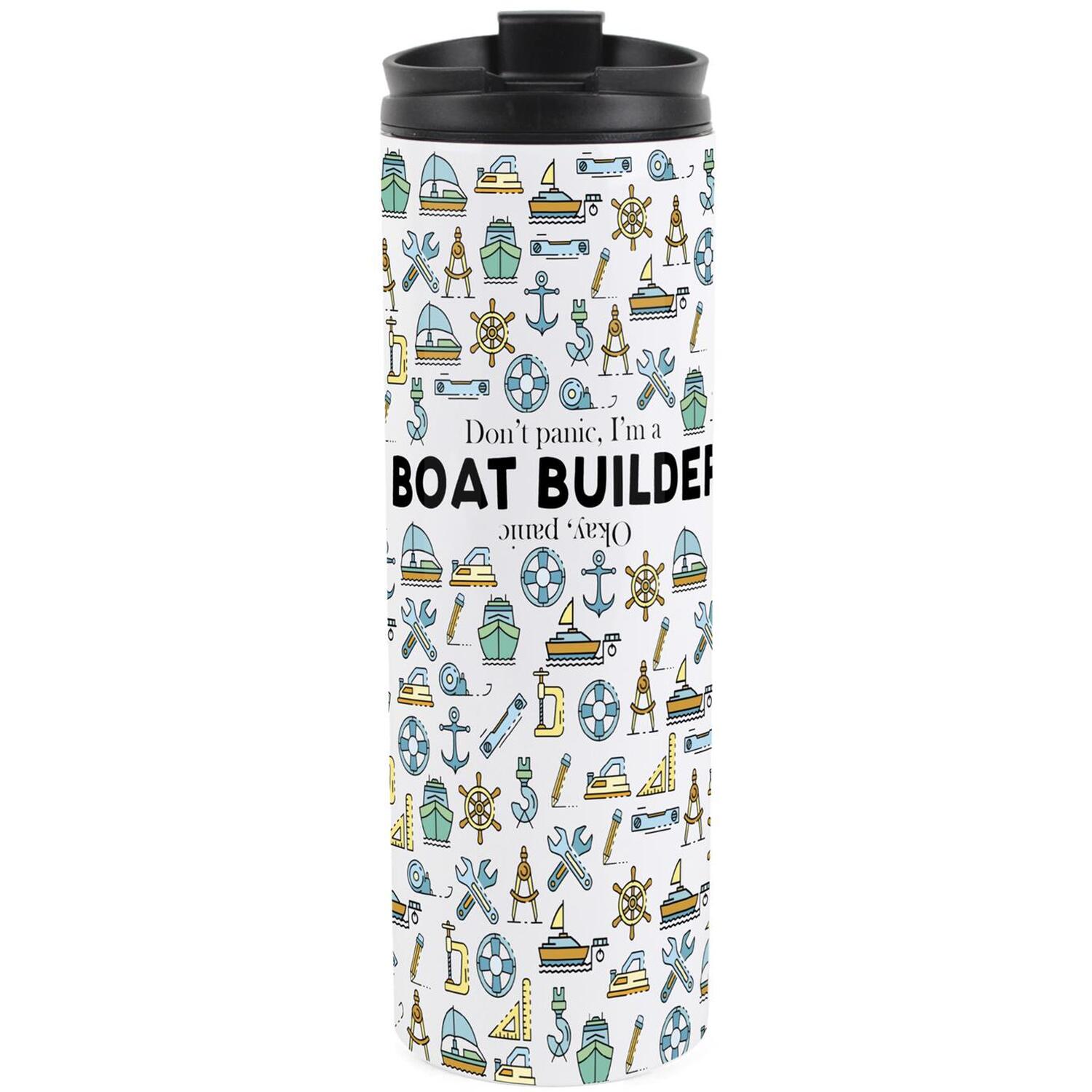B&Q -  Boat Builder Travel MugNovelty Trades Gift Stainless Steel Vacuum-Sealed Double-Walled Hot/cold Drinks Travel Flask - Image 3