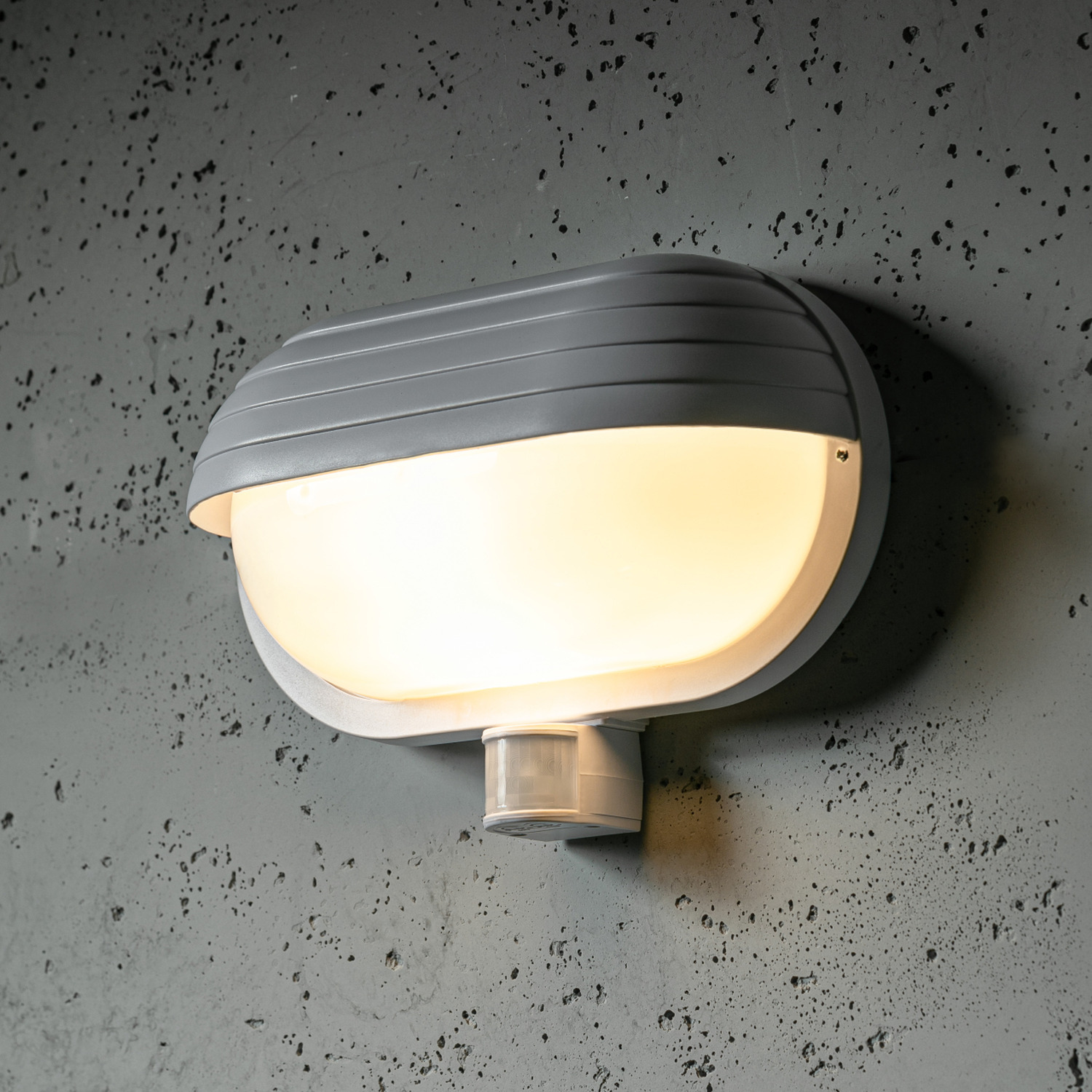 Cgc Lighting Cgc Vespa White Oval Eyelid Bulkhead Wall Light With Motion Sensor - White - Image 2