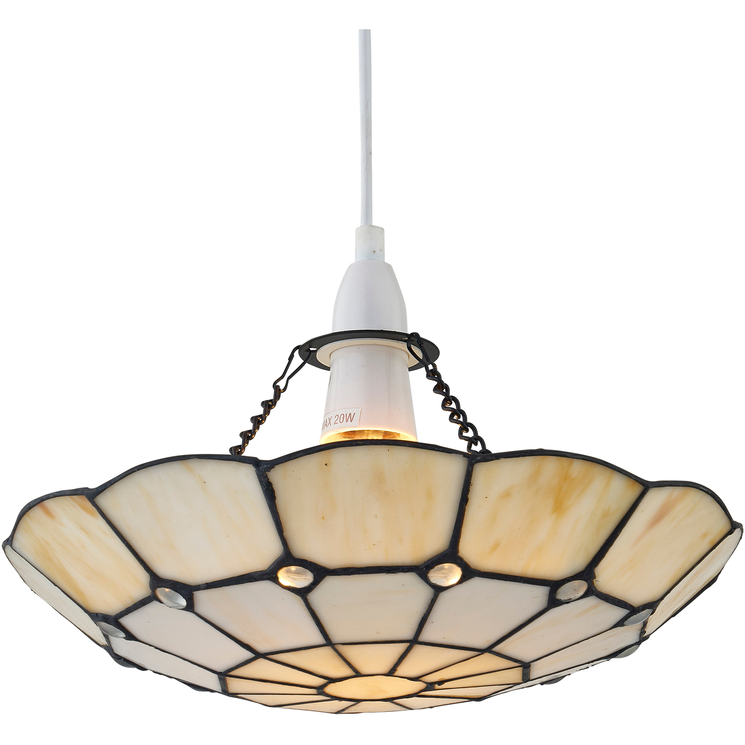 First Choice Lighting Brixham Easy Fit Glass Pendant Shade - Cream & White