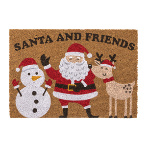 Christmas PVC Coir Door Mat - 40x58cm - Santa & Friends - Festive Mat