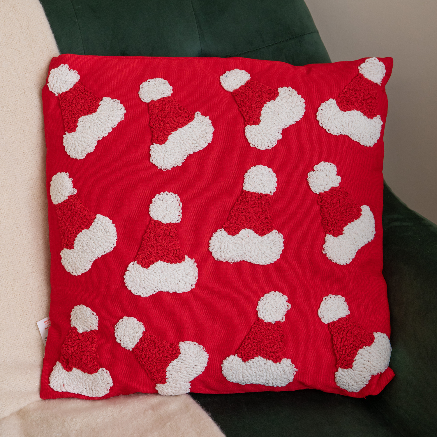 Three Kings 43Cm Red Santa Hat Christmas Cushion Soft Polyester Festive Decor - Image 4