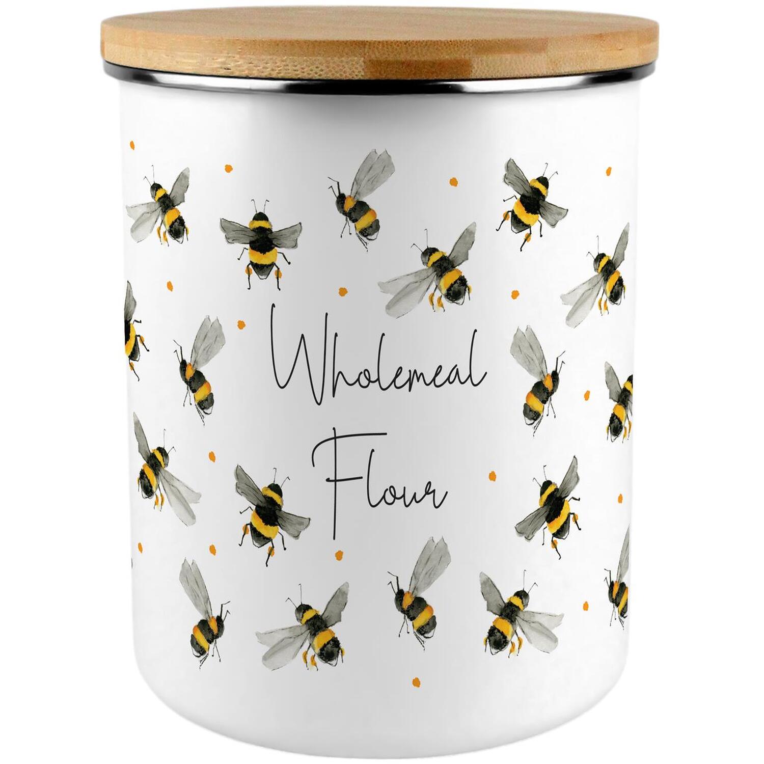 Purely Home Scattered Bees Extra Large Wholemeal Flour Canister - White