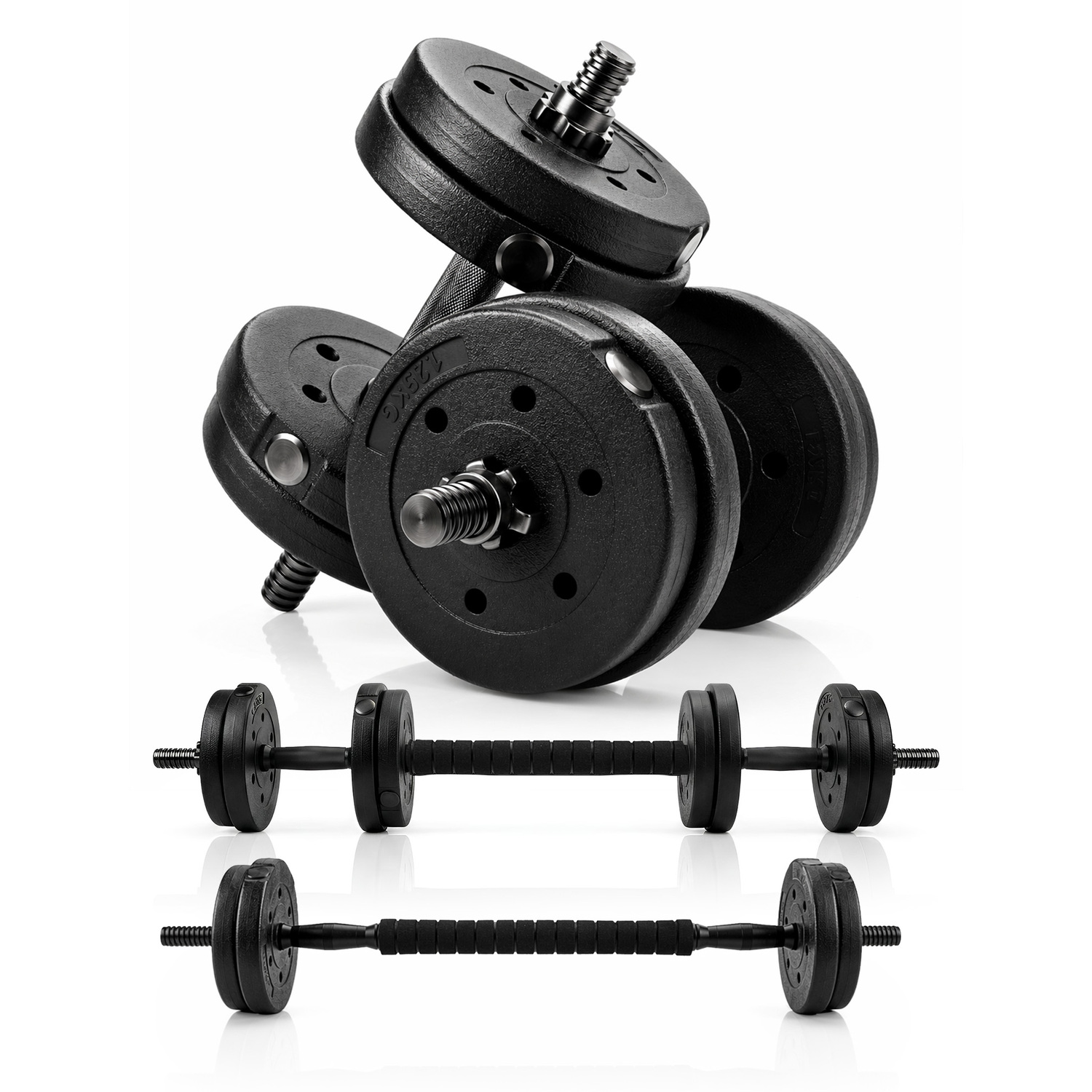 Kayman 12Kg Adjustable Dumbbell & Barbell Set - Home Gym 2-In-1 Free Weights - 12Kg / Adjustable Dumbbell Barbell Set With Connector Bar And Spin-Lock