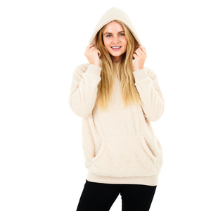 Womens Teddy Fleece Hoodie Soft Warm Cosy Pullover Jumper