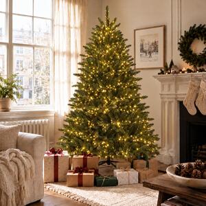 7ft Wrencombe Pre-Lit PE Artificial Christmas Tree - Warm White LEDs