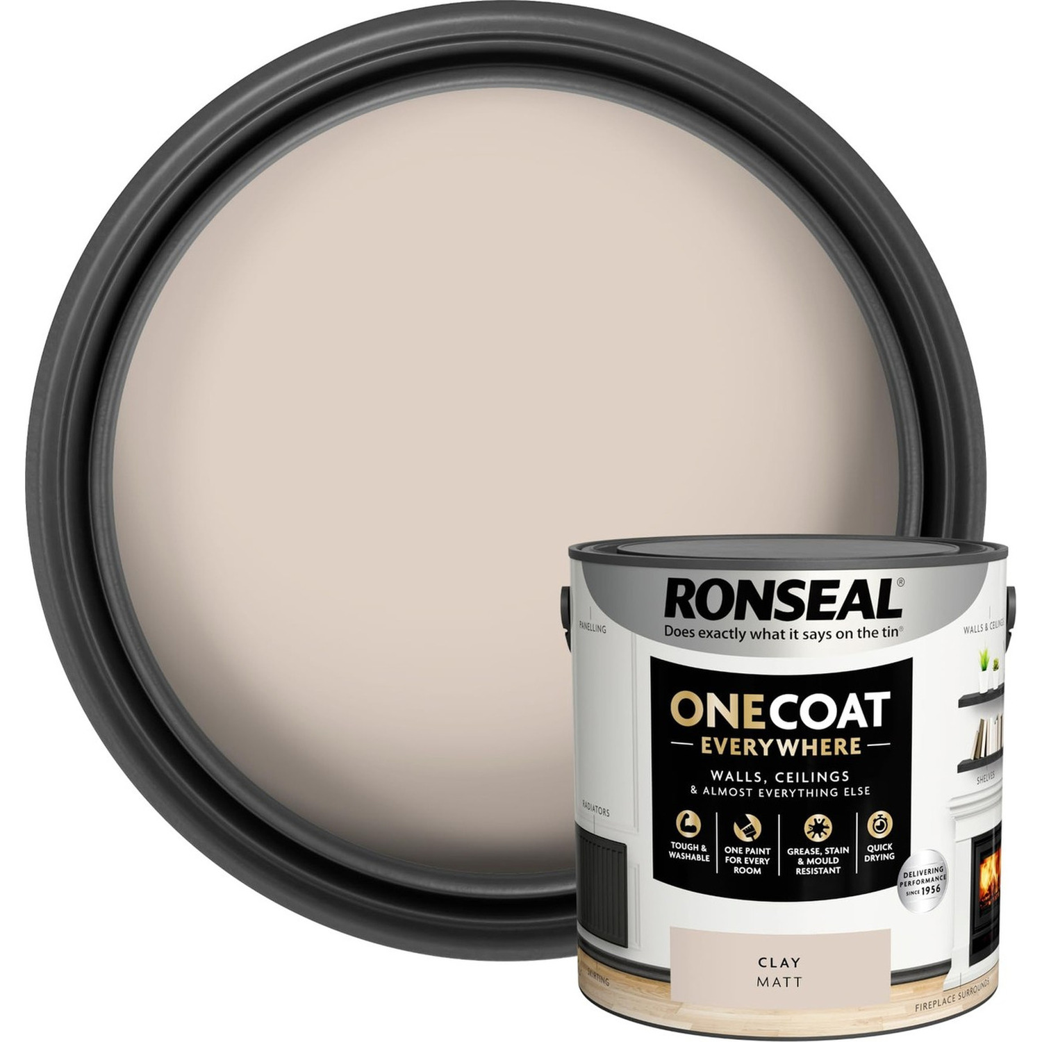 Ronseal One Coat Everywhere Interior Paint Clay Matt 2.5 litre - Image 15