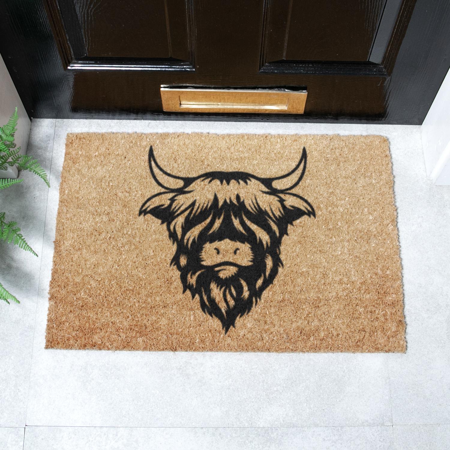 Artsy Mats Highland Cow Doormat - Brown