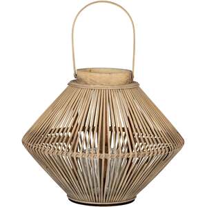 Cone Wicker Lantern With Glass Holder