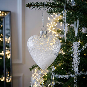 Confetti Effect Glass Heart Bauble