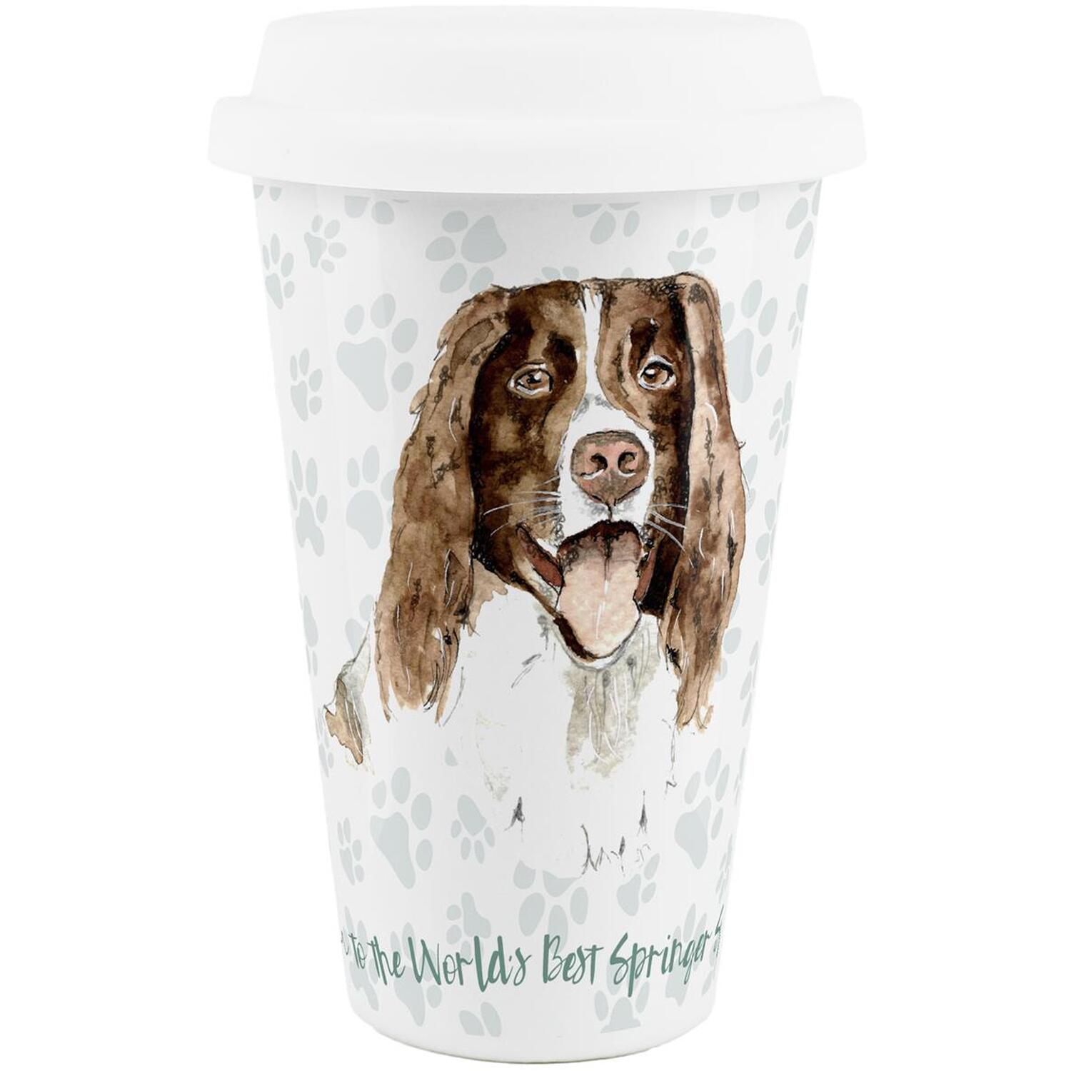 B&Q -  Mum To The World's Best Springer Spaniel Ceramic Travel Mug - Image 3