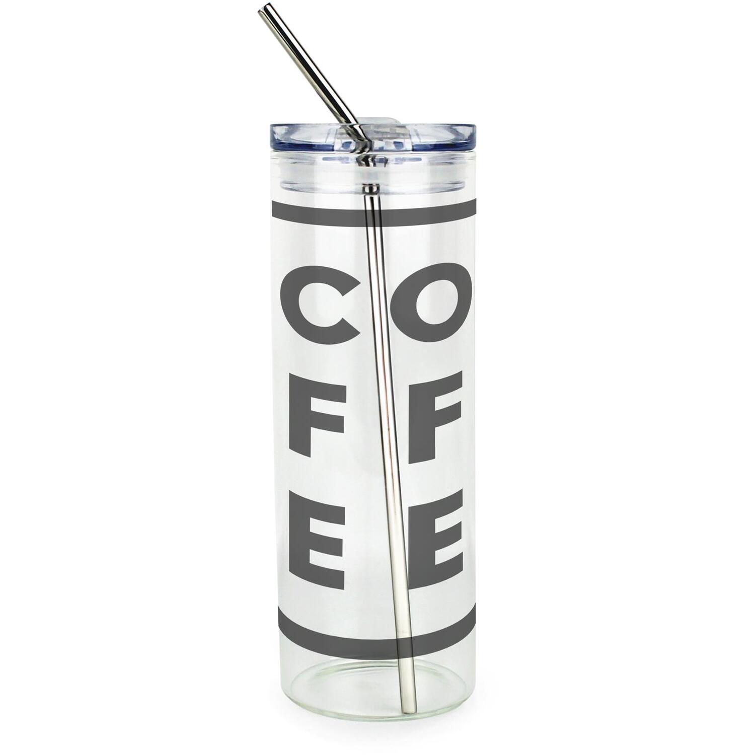 Purely Home Minimalist Coffee Clear Glass Travel Flask With Straw