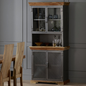Industrial Solid Wood and Reclaimed Metal 2 Door Sideboard in Grey