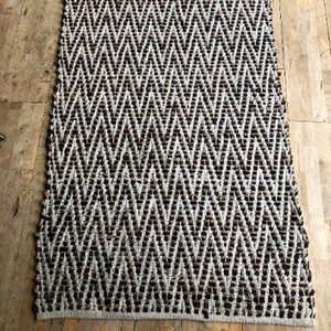 Brown Leather Jute Rug