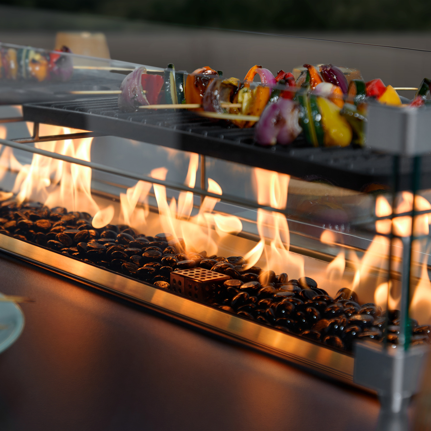 Aruba 8 Seat Bar Stool Set With Fire Pit Table - Grey