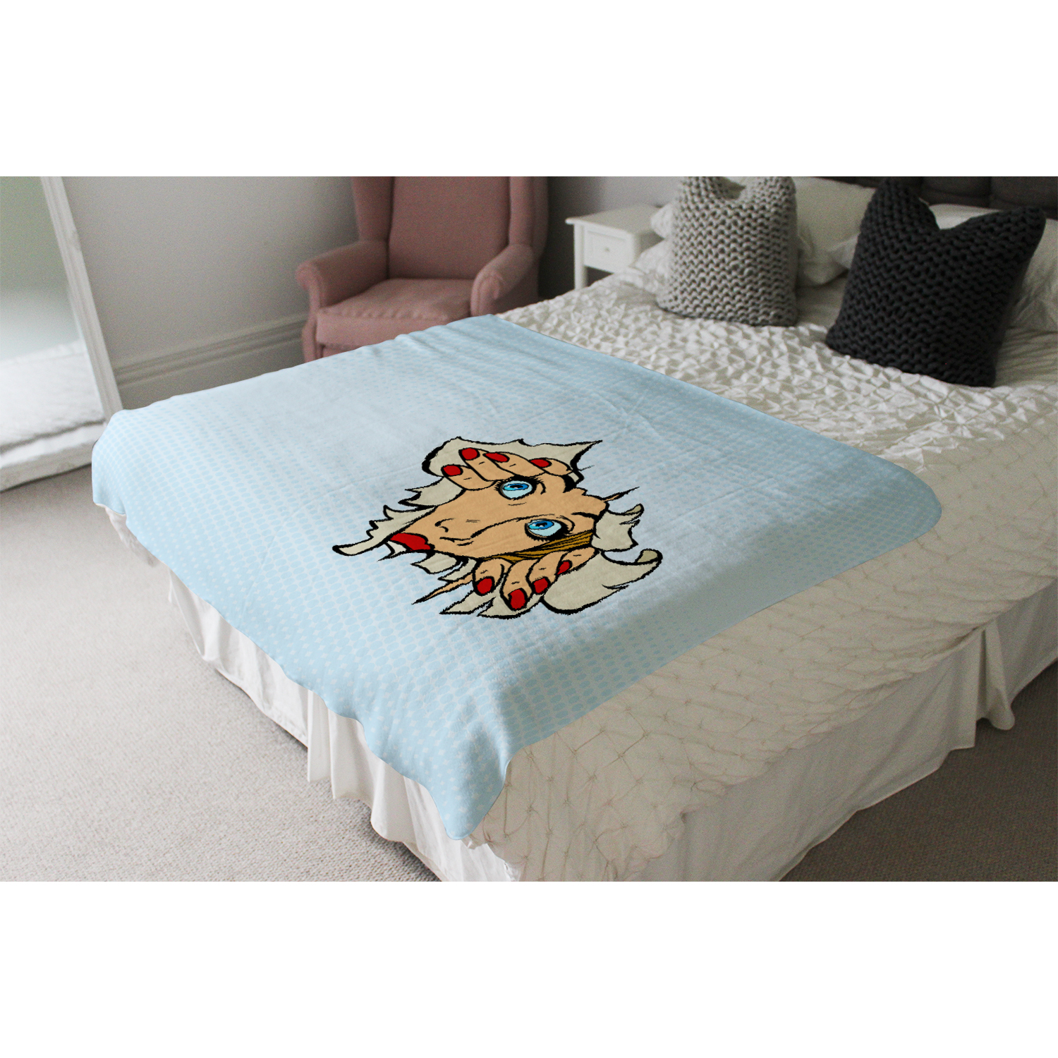 Comic Cartoon Pop Art Retro Blanket - Blue
