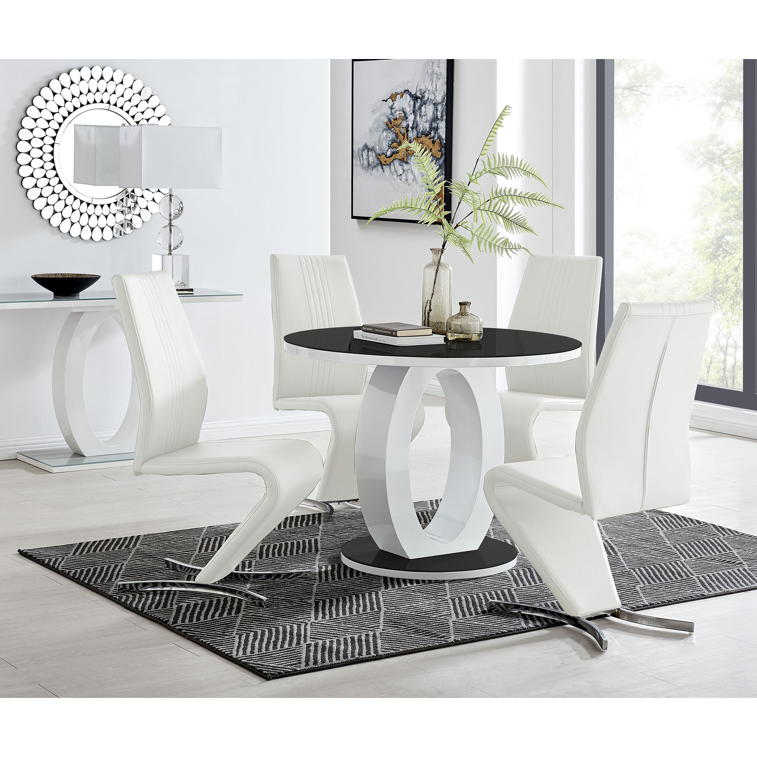 Giovani Dining Table With Four Willow Chairs Set - White