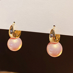 Faux Pearl Hoop Earrings