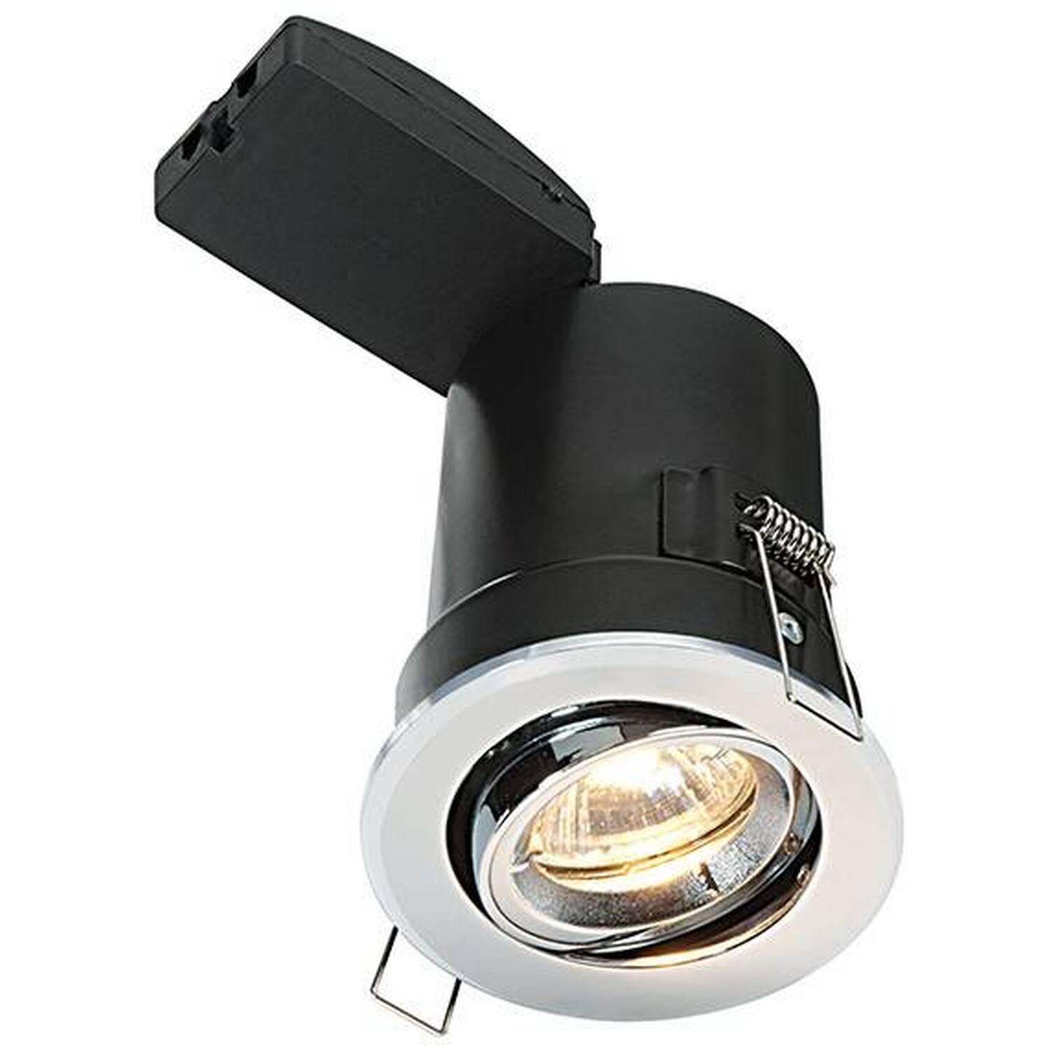 Shieldplus Fire Rated 1 Light Recessed Tilt Downlight Chrome Plate, GU10 - Chrome