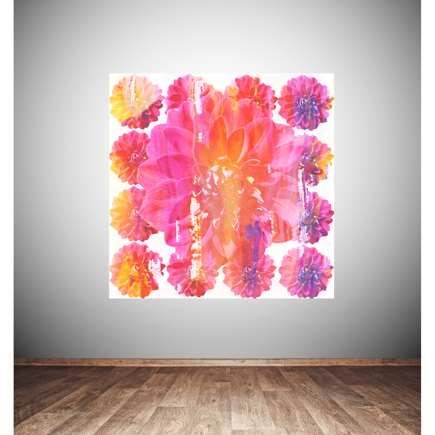 Flower Blossom Graphic Art Wrapped on Canvas - Pink / 112cm